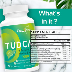 Canarata TUDCA 1000mg 60 capsules sur fond blanc