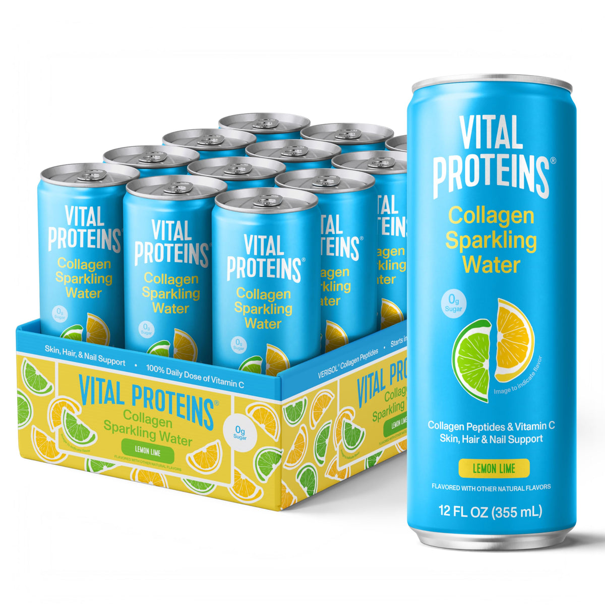 Canette de Vital Proteins Eau Pétillante au Collagène Citron-Lime