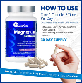 CanPrev Complément Alimentaire Magnésium Bisglycinate 90 Capsules Végétales montrant les capsules