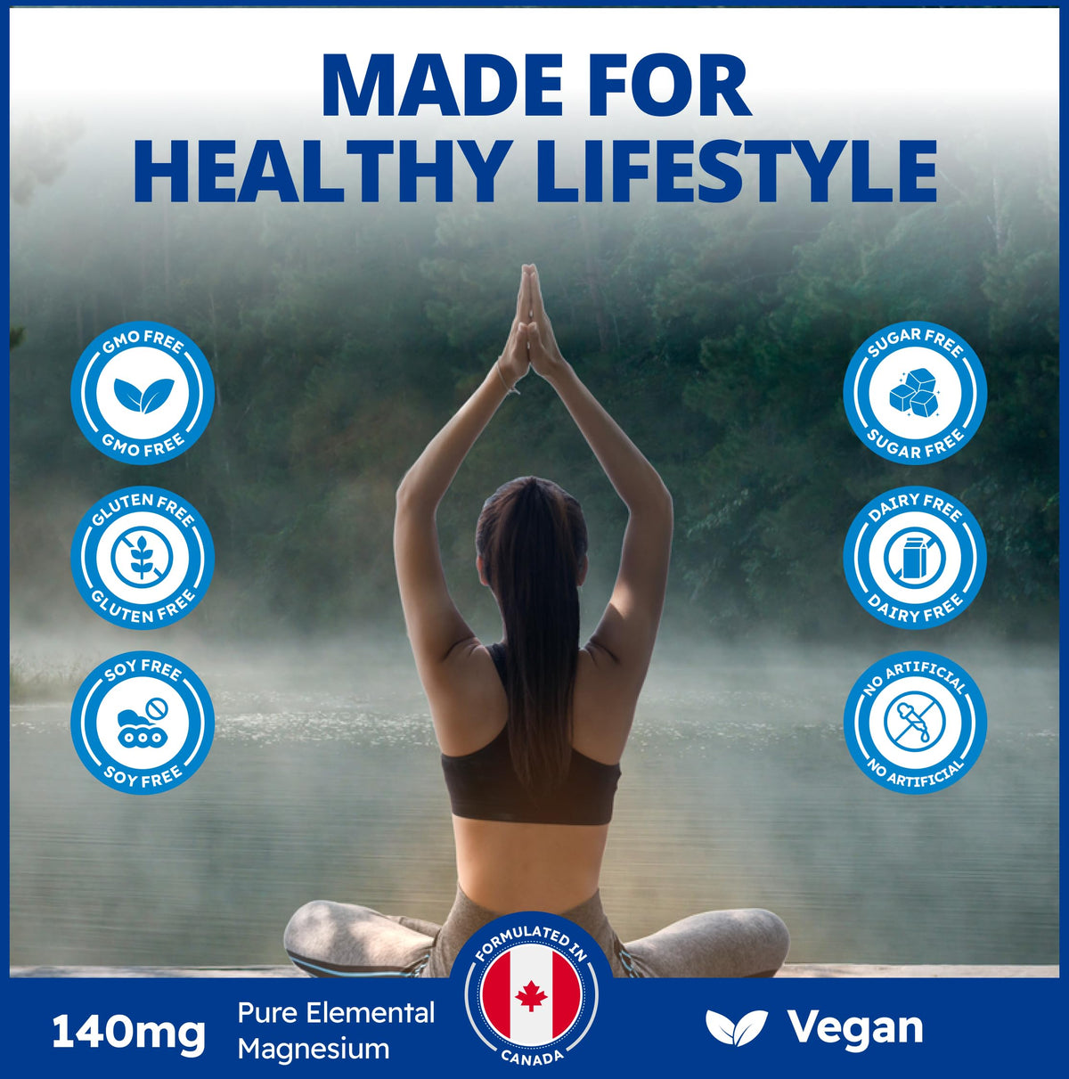 CanPrev Magnésium Glycinate 140mg, capsules avec une main tenant le flacon
