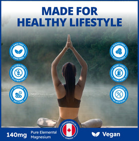 CanPrev Magnésium Glycinate 140mg, capsules avec une main tenant le flacon