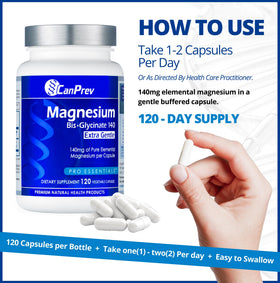 CanPrev Magnésium Glycinate 140mg, capsules dans leur emballage