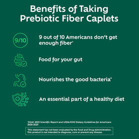 Caplets Benefiber Prébiotiques dans une main pour illustration de taille