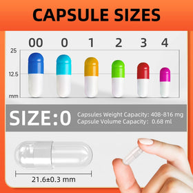 CAPSLogist Capsules Végétales Vides Taille 0 sur fond blanc