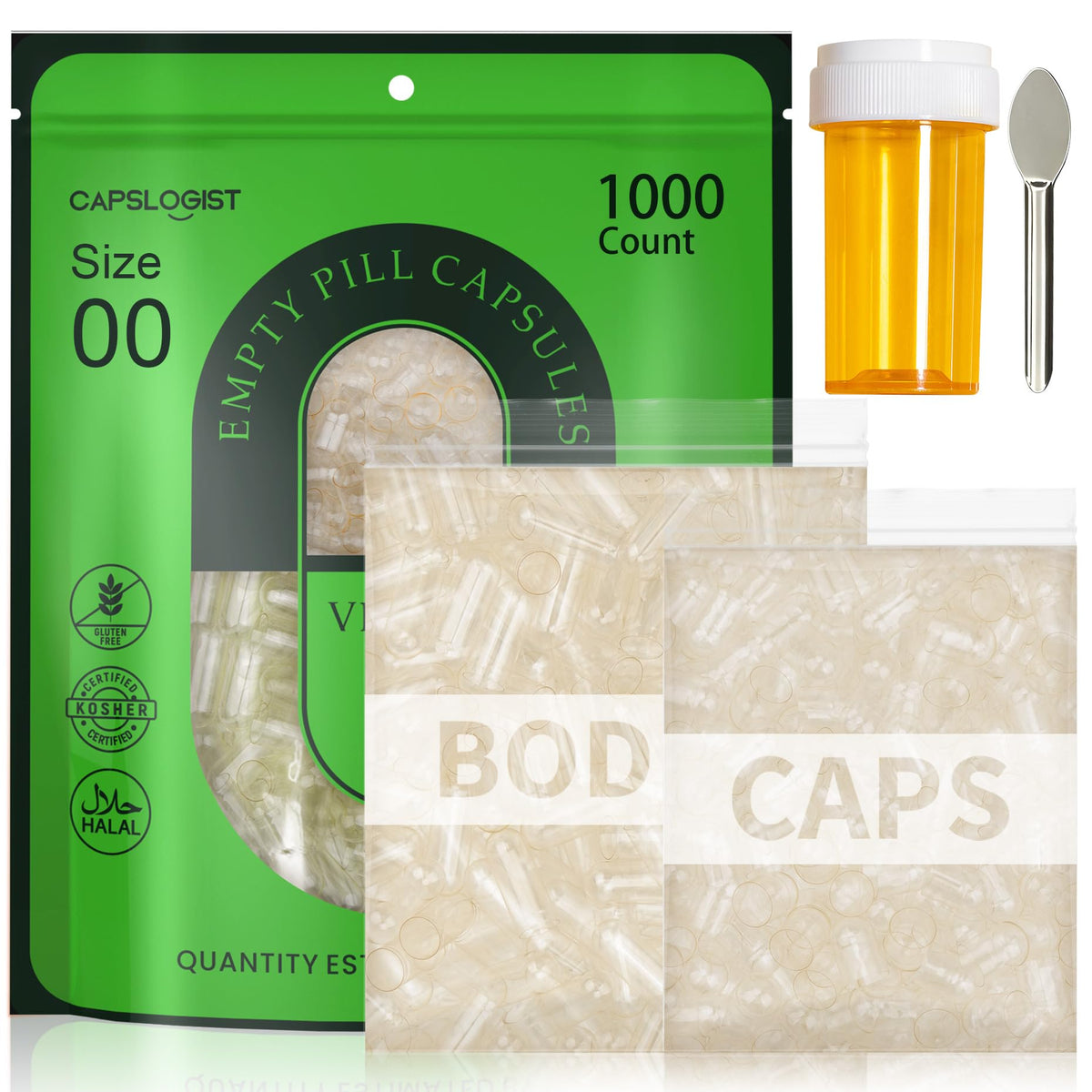 CAPSLogist Capsules Végétales Vides Taille 00 paquet 1000 unités