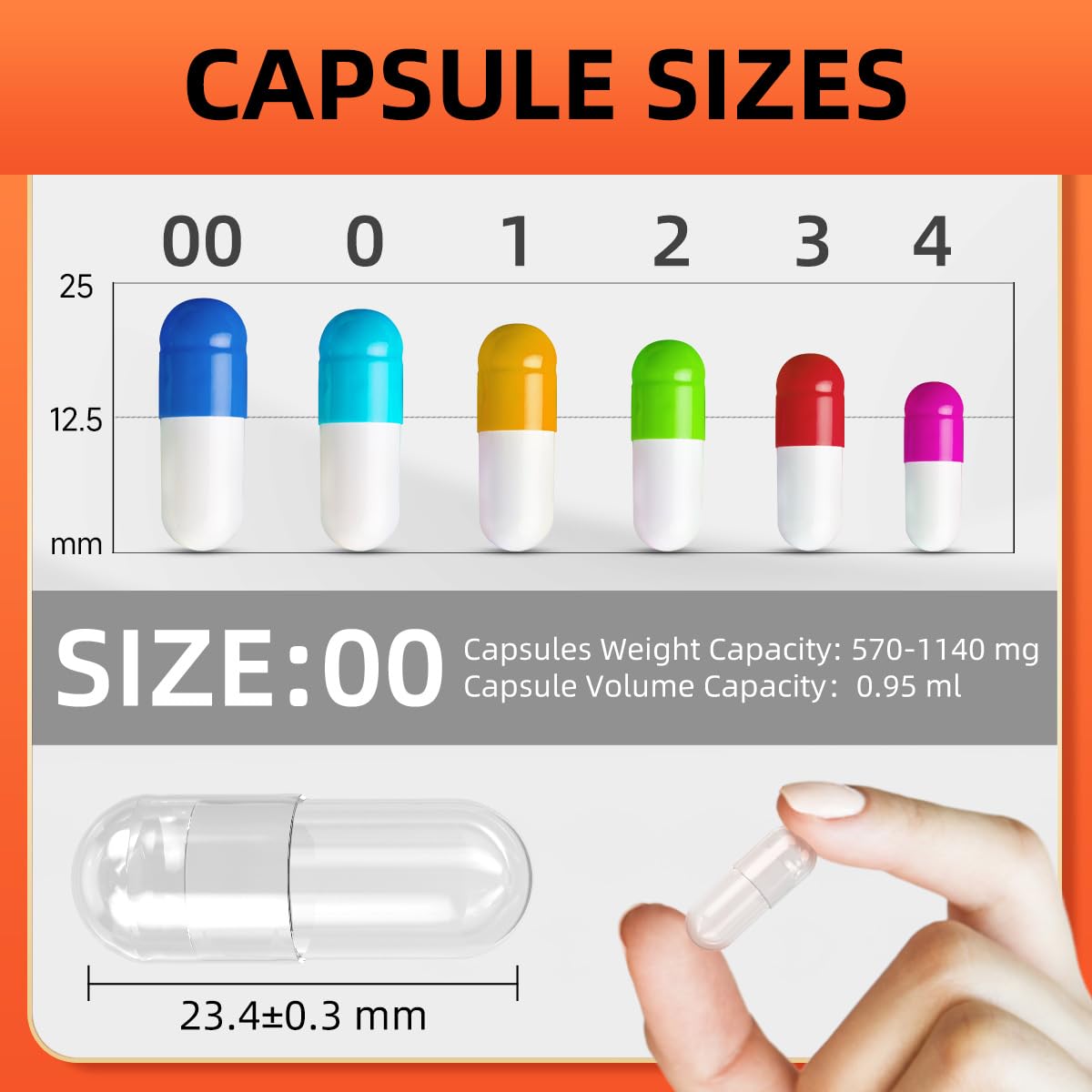 CAPSLogist Capsules Végétales Vides Taille 00 sur une table