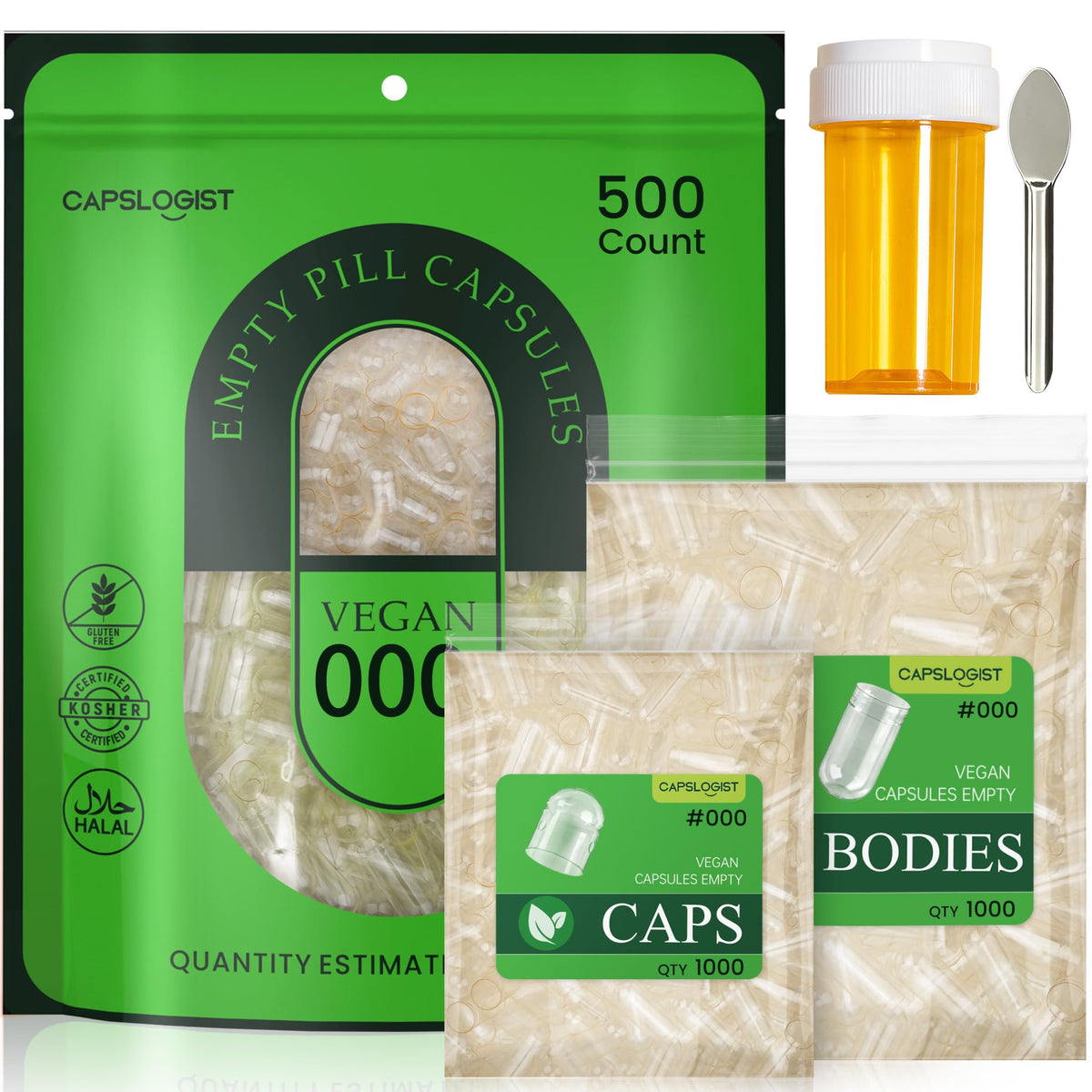 CAPSLogist capsules vides 000, paquet de 500 pièces