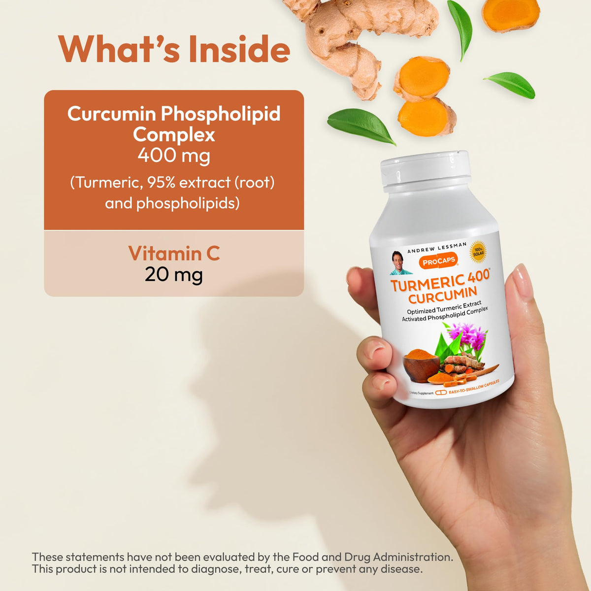 Capsule ANDREW LESSMAN Curcuma 400 mg ouverte