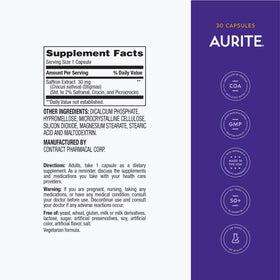 Capsule Aurite safran 30mg sur une surface blanche