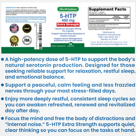 Capsule BioWisdom 5-HTP 400mg sur fond blanc