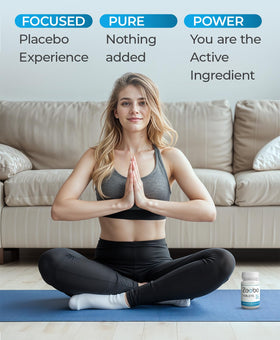 Capsule bleue et blanche de pilule placebo Zeebo sur une table