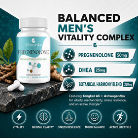 Capsule Clenoriko Pregnénolone 50mg DHEA 25mg sur fond blanc