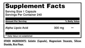 Capsule d'Acide Alpha-Lipoïque 300 mg Amazing Nutrition sur une table