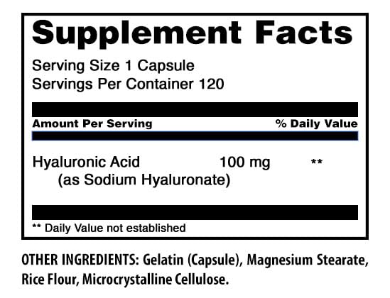 Capsule d'acide hyaluronique Amazing Nutrition sur une table