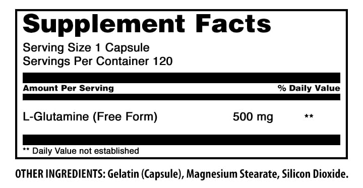 Capsule d'Amazing Nutrition L-Glutamine 500 Mg sur fond blanc
