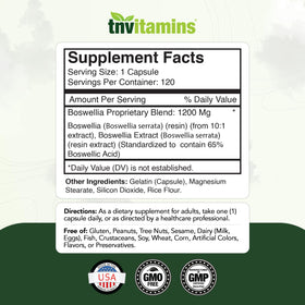 Capsule d'extrait de Boswellia tnvitamins vue de près