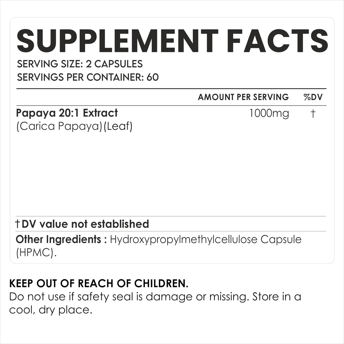 Capsule d'extrait de feuille de papaye AMALTH, vue de près