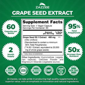 Capsule d'extrait de pépins de raisin Zazzee pour un usage quotidien