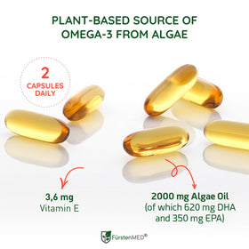 Capsule d'huile d'algue Omega 3 FürstenMED, vue de près