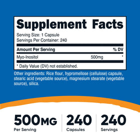 Capsule d'Inositol Nutricost, couleur végétale, vue rapprochée