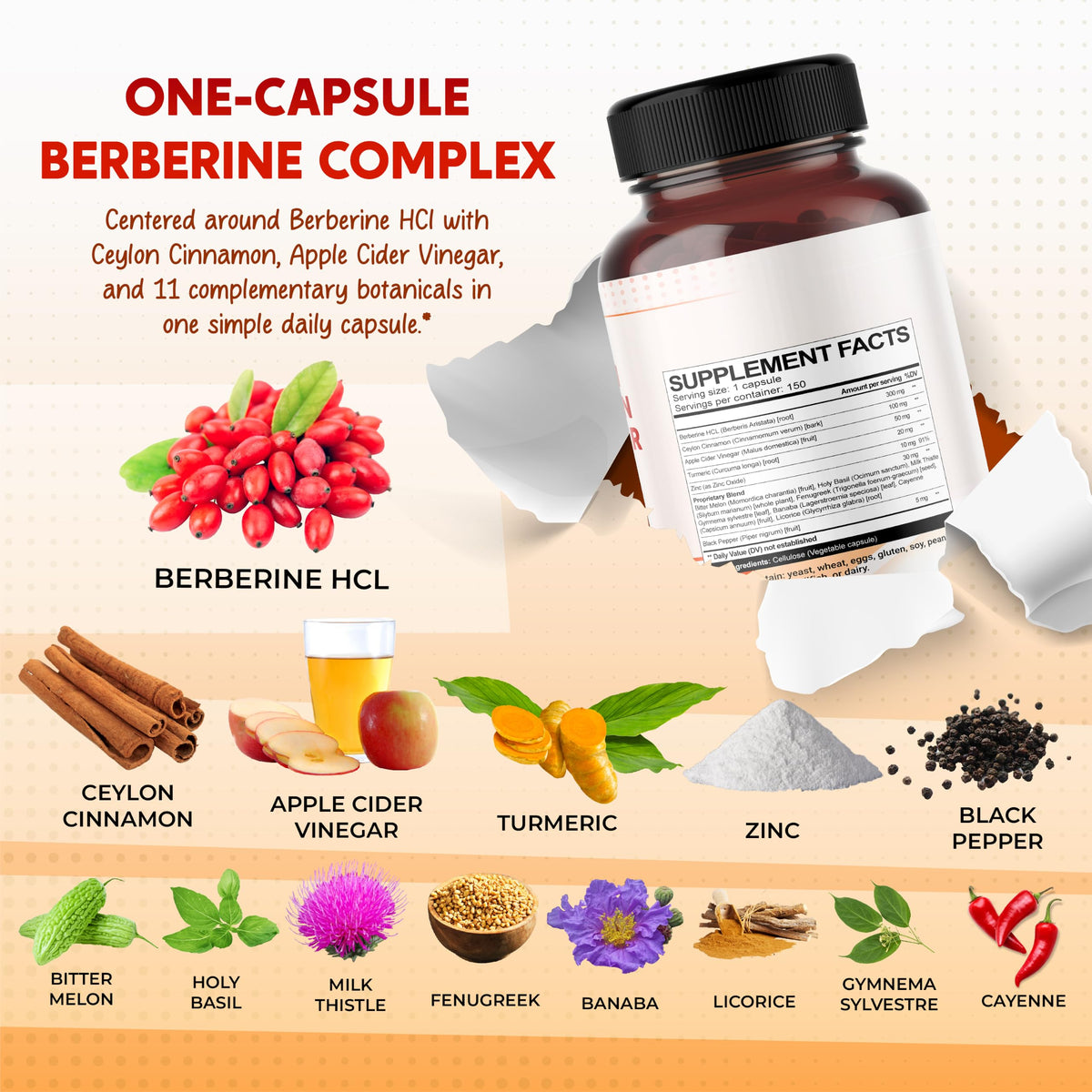 Capsule de Berbérine HCL PEAKPURY sur une surface blanche