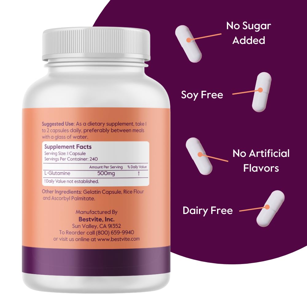 Capsule de BESTVITE L-Glutamine 500mg vue de près