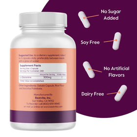 Capsule de BESTVITE L-Glutamine 500mg vue de près