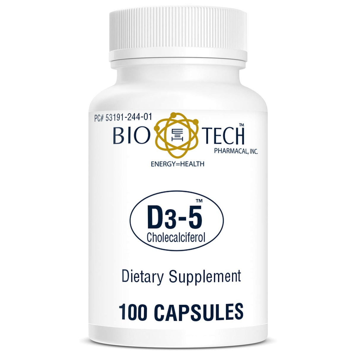 Capsule de Bio-Tech Pharmacal Vitamine D 5000 IU, vue de près