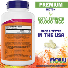 Capsule de biotine NOW Foods sur fond blanc