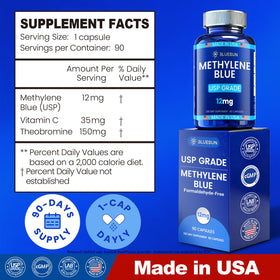 Capsule de Bleu de Méthylène Bluesun montrant la couleur bleue