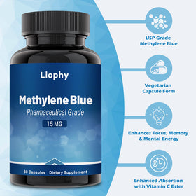 Capsule de bleu de méthylène Liophy, vue de près