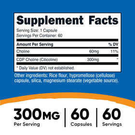 Capsule de CDP Choline Nutricost vue de près