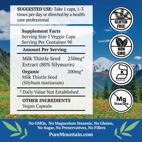 Capsule de chardon-marie Pure Mountain Botanicals sur fond blanc
