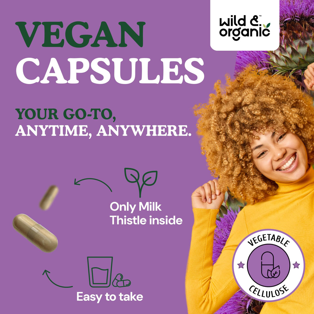 Capsule de chardon-marie Wild & Organic en gros plan
