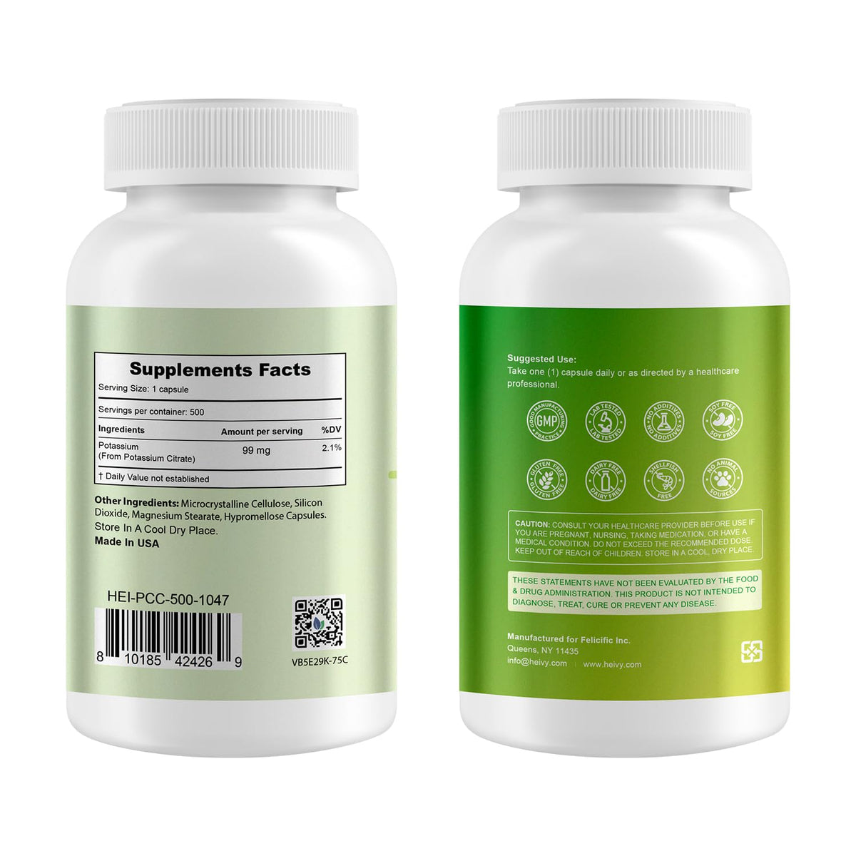 Capsule de Citrate de Potassium Heivy vue de près