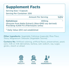 Capsule de Clear Formulas Nattokinase 4000 FU en gros plan