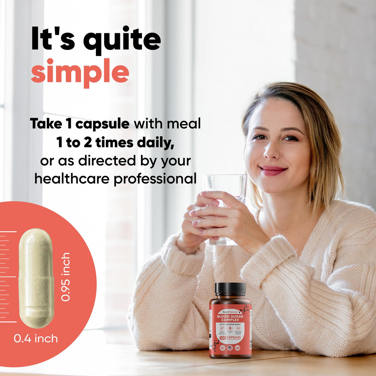Capsule de complément alimentaire KeosPharma avec vue rapprochée