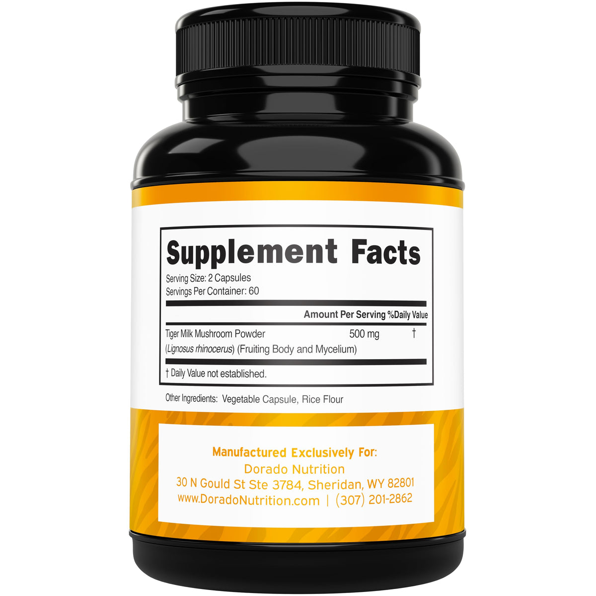 Capsule de complément Lait de Tigre de DORADO NUTRITION avec dosage de 500mg