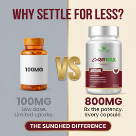 Capsule de CoQ10 800mg de Sundhed Natural sur fond blanc