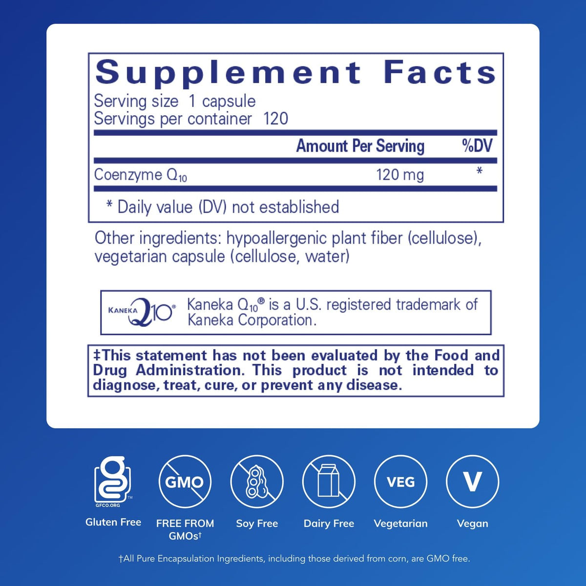 Capsule de CoQ10 Pure Encapsulations sur fond blanc