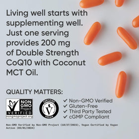 Capsule de CoQ10 sur fond blanc