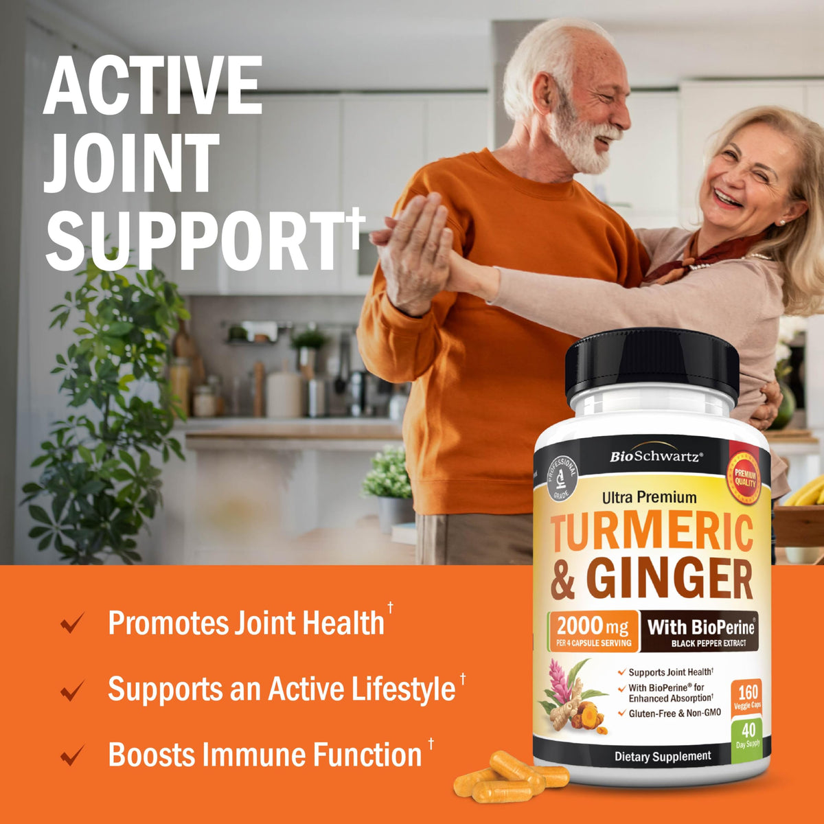 Capsule de curcuma et gingembre BioSchwartz sur fond blanc