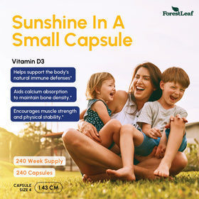 Capsule de ForestLeaf Vitamine D3 50000 UI vue de près