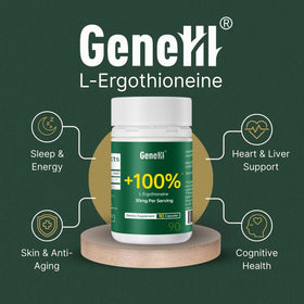 Capsule de GENEIII L-Ergothioneine sur une surface blanche