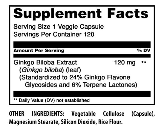 Capsule de Ginkgo Biloba 120 mg Amazing Nutrition sur une surface