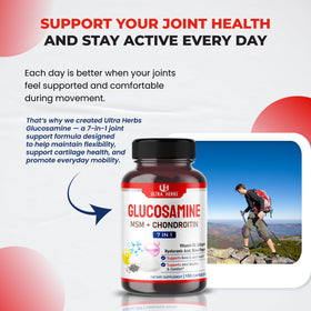 Capsule de Glucosamine Chondroitin MSM ULTRA HERBS en gros plan