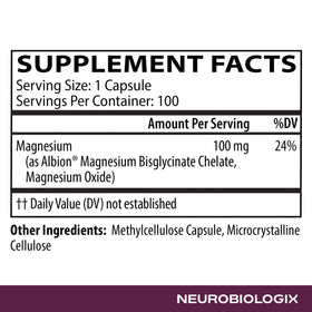 Capsule de glycinate de magnésium Neurobiologix tenue dans une main