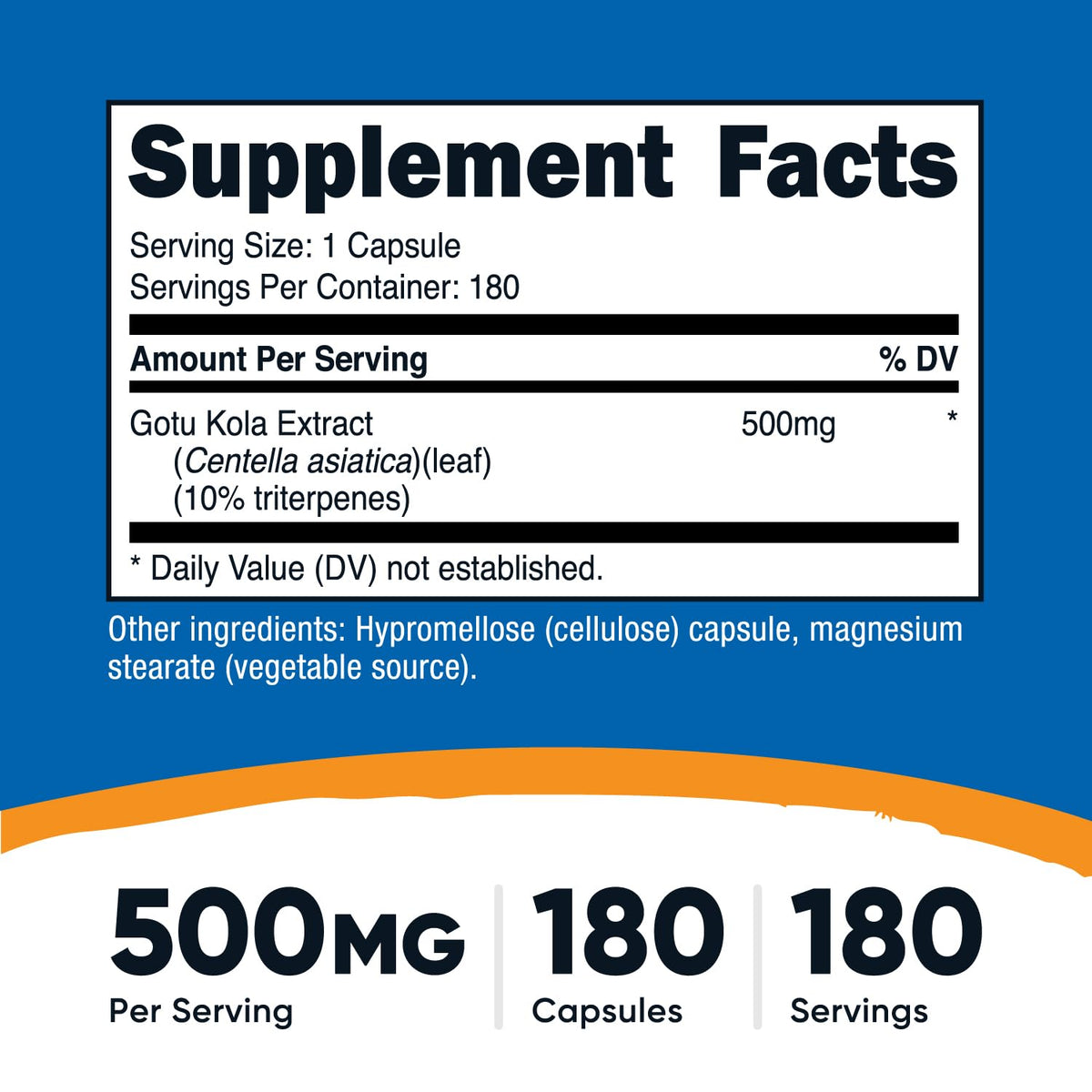 Capsule de Gotu Kola 500mg sur fond blanc