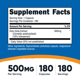 Capsule de Gotu Kola 500mg sur fond blanc