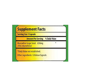 Capsule de Graines de Raisin Muscadine 650mg sur fond blanc